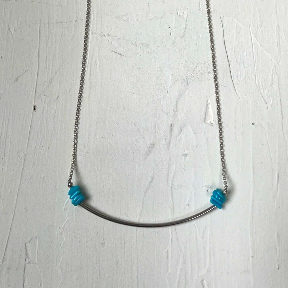 Sleeping Beauty Turquoise, Sterling Silver Plated 20” Chain